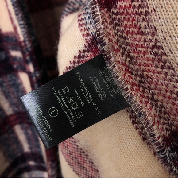 Blank NYC Go Ahead Teddy Red Cream Plaid Oversized Wool Blend Button Jacket Coat - Picture 10 of 11